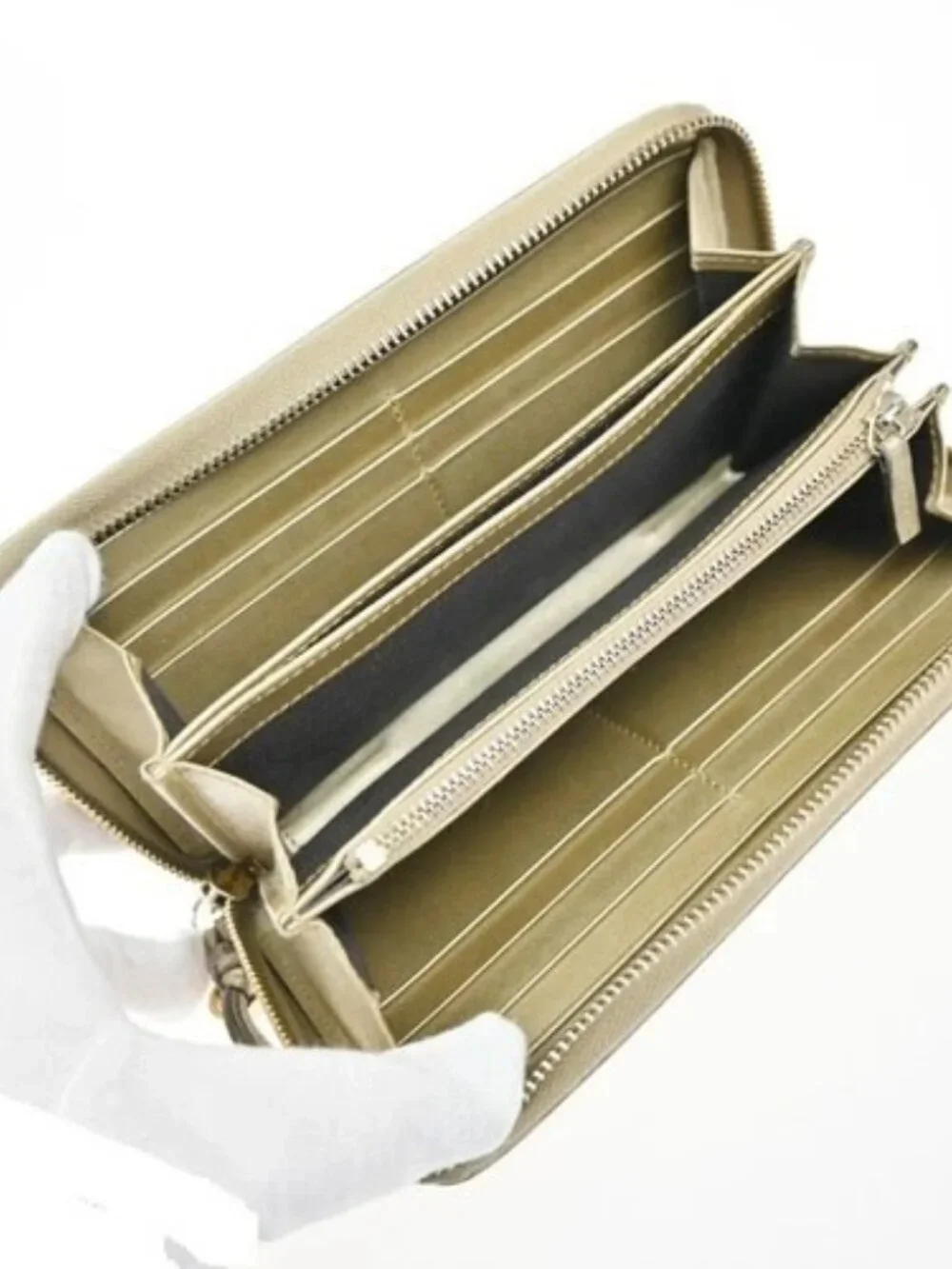 GUCCI Logo Guccissima GG Pattern Long Zipper Wallet Leather Beige GHW 09KP533 - Picture 9 of 14